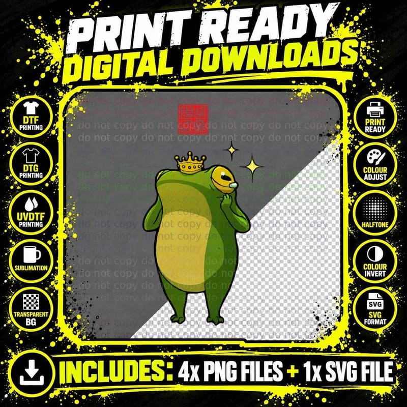 Emotional Overwhelmed Happy Frog T-Shirt Png SVG Digital Bundle