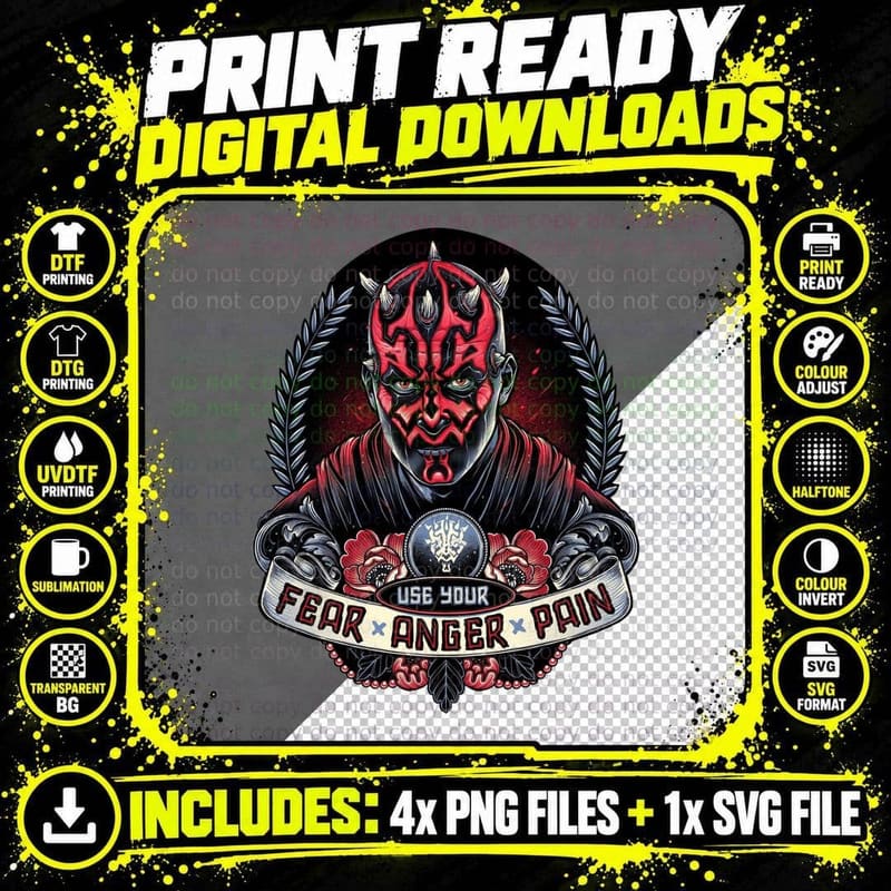 Fear Anger Pain, Darth Maul, Dark Side, Dark Side T-Shirt Png SVG Digital Bundle