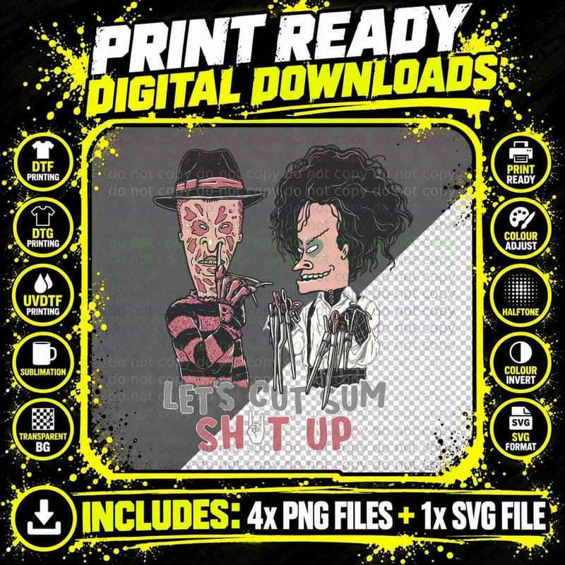 Freddy Krueger & Edward Scissorhands Mash-Up T-Shirt Png SVG Digital Bundle