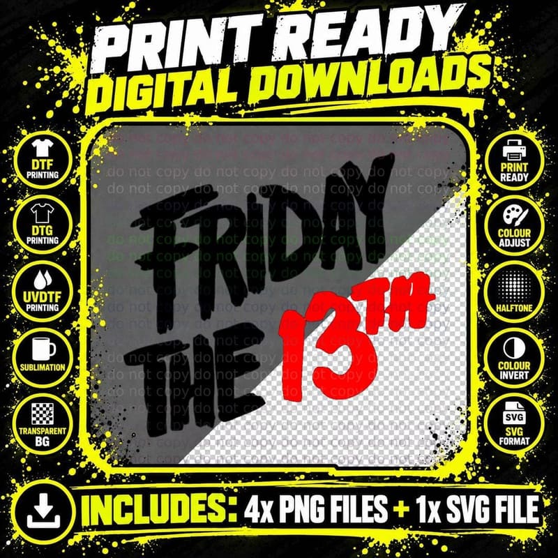 Friday the 13th T-Shirt Png SVG Digital Bundle