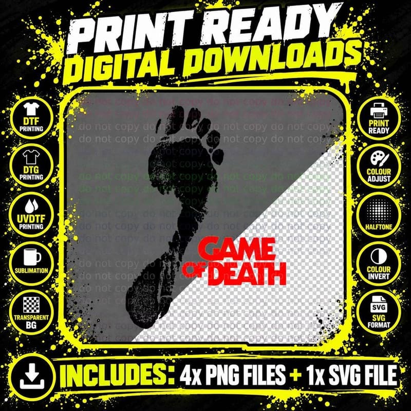 Game of Death Footprint T-Shirt Png SVG Digital Bundle