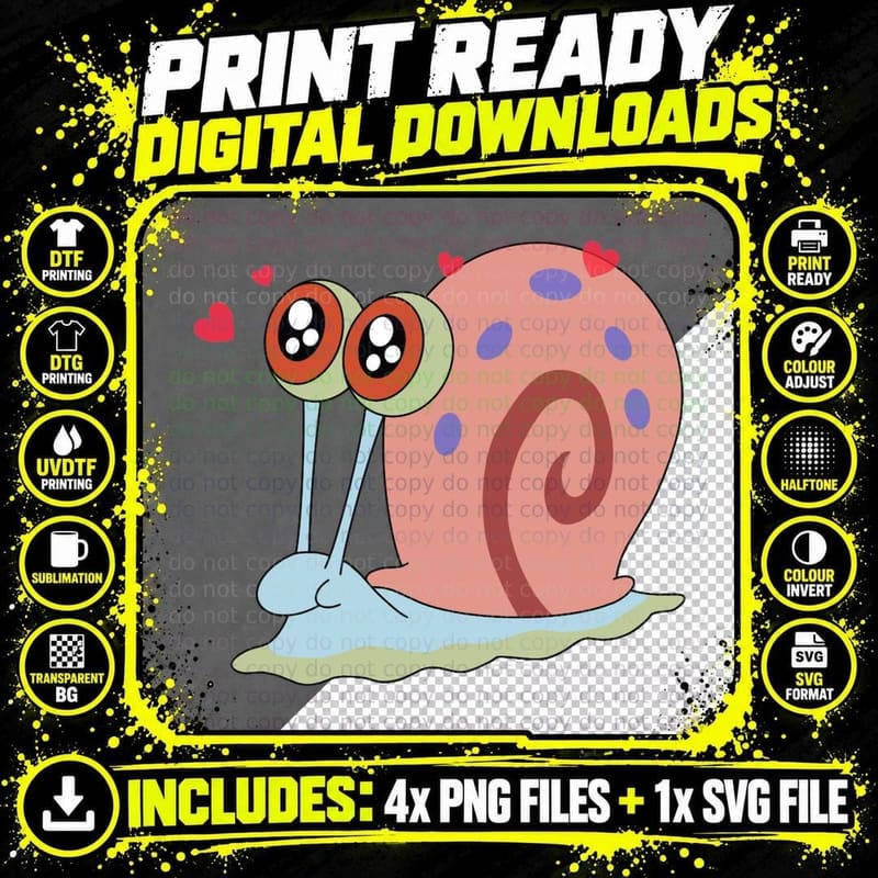 Gary the Snail T-Shirt Png SVG Digital Bundle
