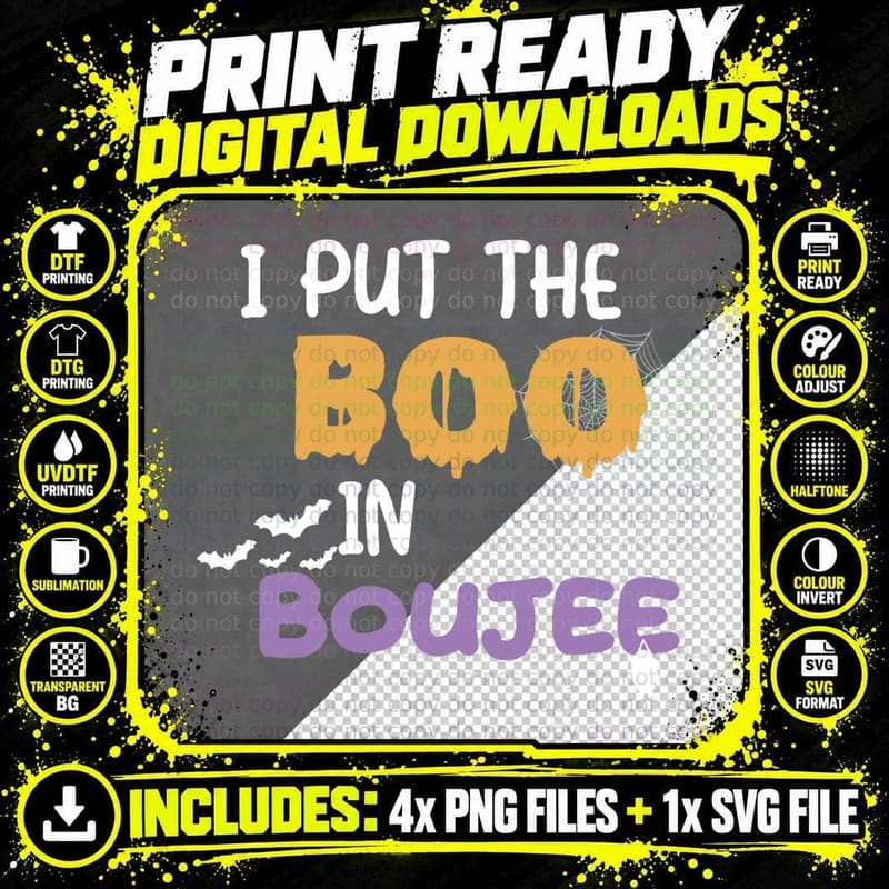 I PUT THE BOO IN Boujee T-Shirt Png SVG Digital Bundle
