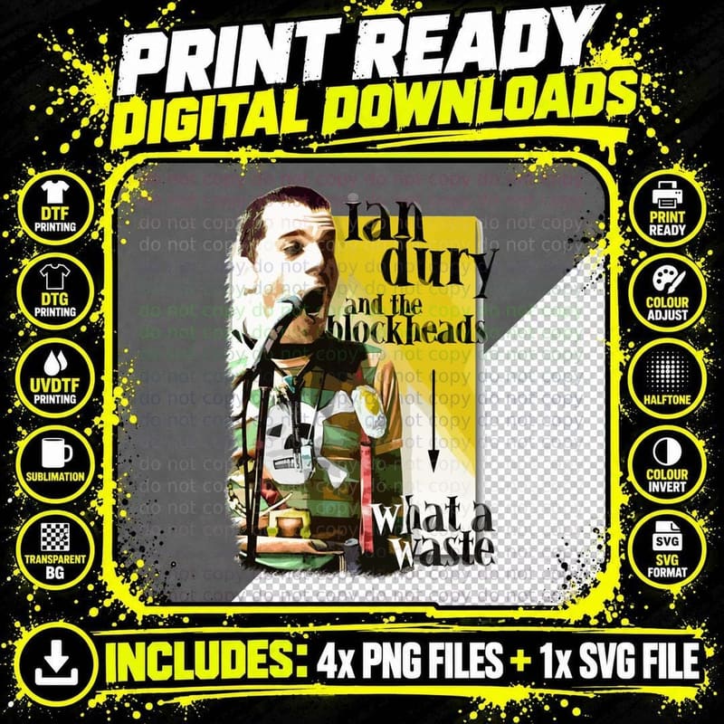 Ian Dury - What a Waste T-Shirt Png SVG Digital Bundle
