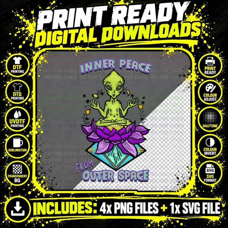 Inner Peace from Outer Space T-Shirt Png SVG Digital Bundle