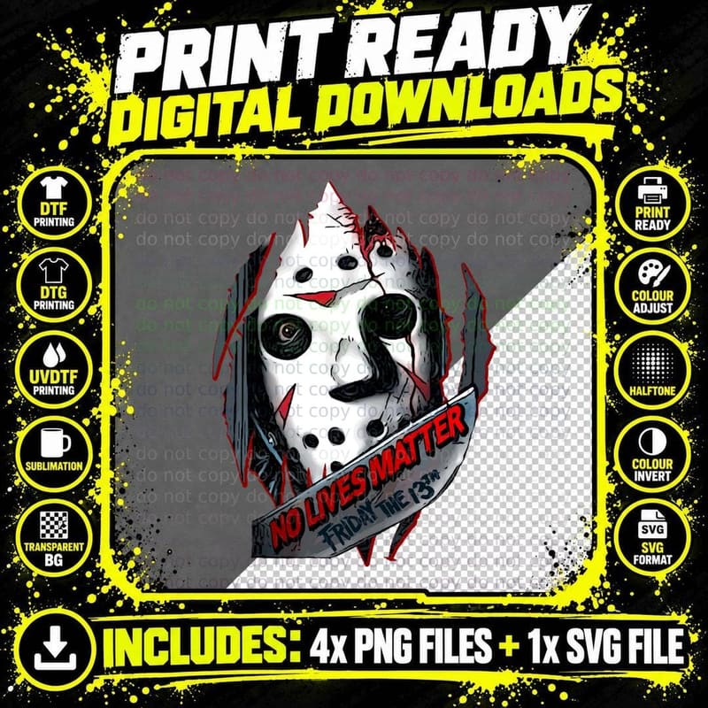 Jason Friday the 13th No Lives Matter T-Shirt Png SVG Digital Bundle