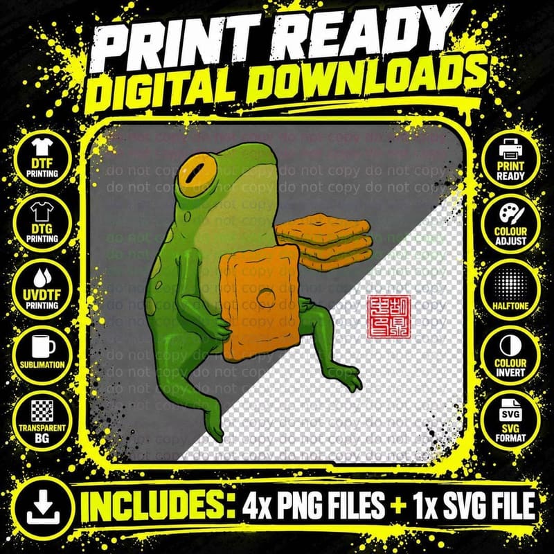 Late Night Snack Frog T-Shirt Png SVG Digital Bundle