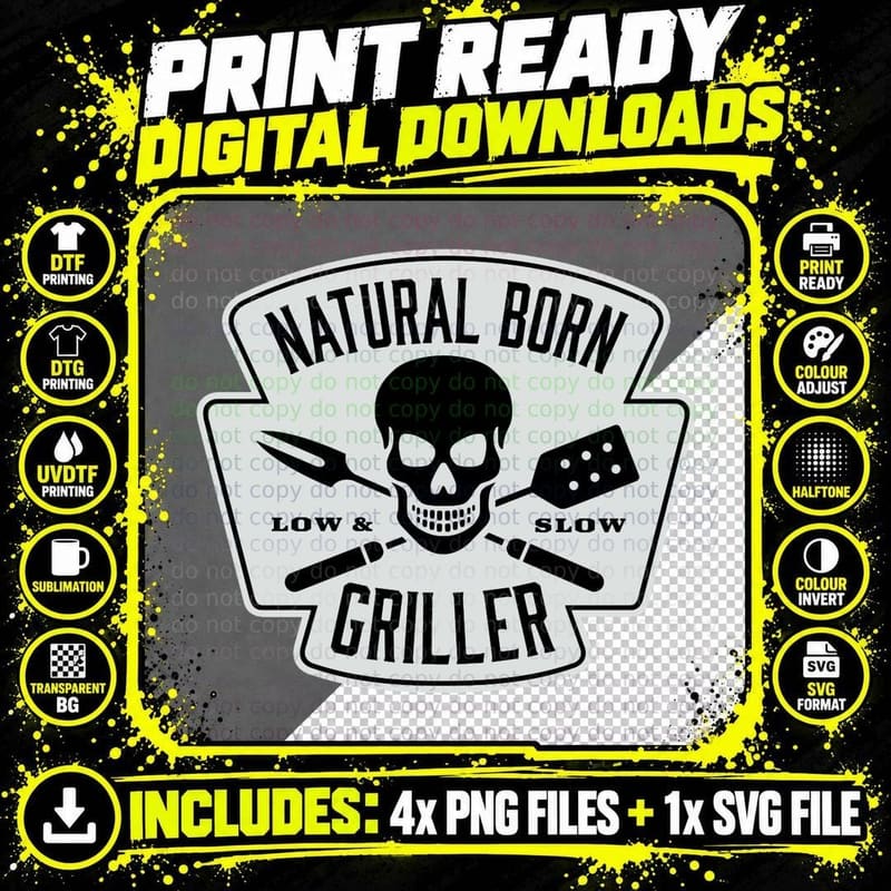 Natural Born Griller T-Shirt Png SVG Digital Bundle
