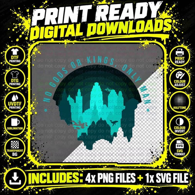 No Gods Kings Only Man Rapture Bioshock, Graphic T-Shirt Png SVG Digital Bundle