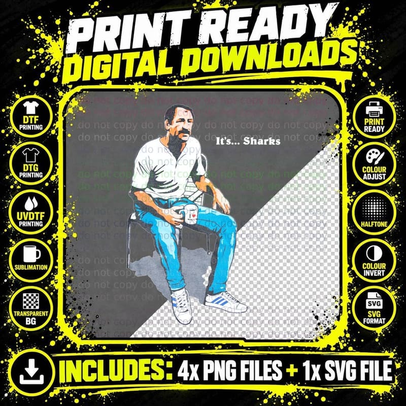 Paul Sykes Its Sharks T-Shirt Png SVG Digital Bundle