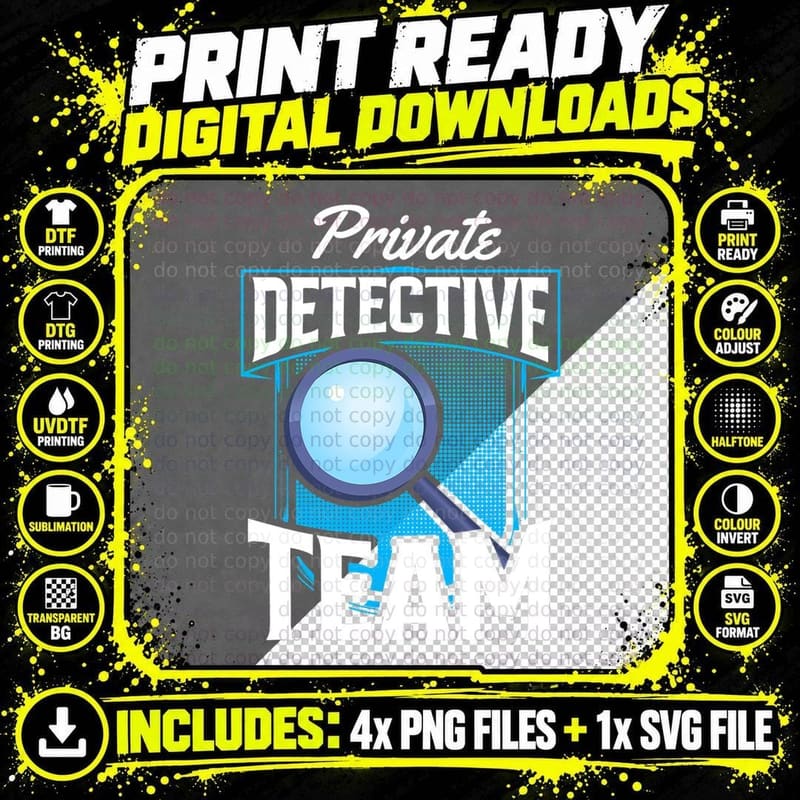 Private Detective Team Spy Investigator Investigation Png SVG Digital Bundle