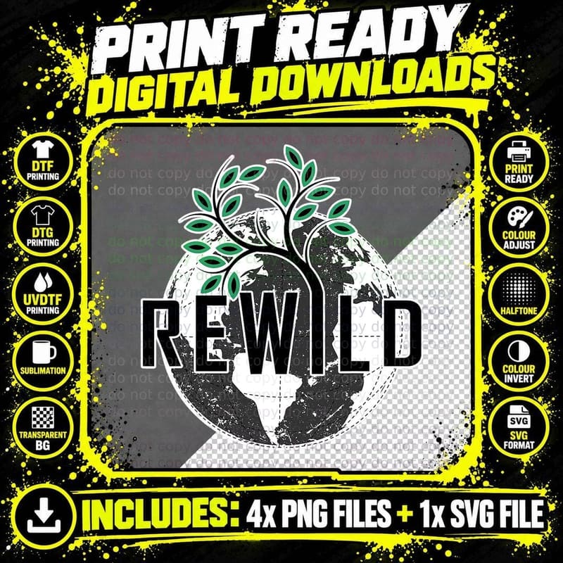 Rewild David Attenborough Save Earth Environmental Gifts Png SVG Digital Bundle