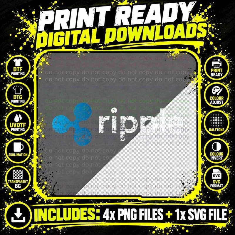 Ripple Logo Crypto XRP Coin Hodler Fan T-Shirt Png SVG Digital Bundle