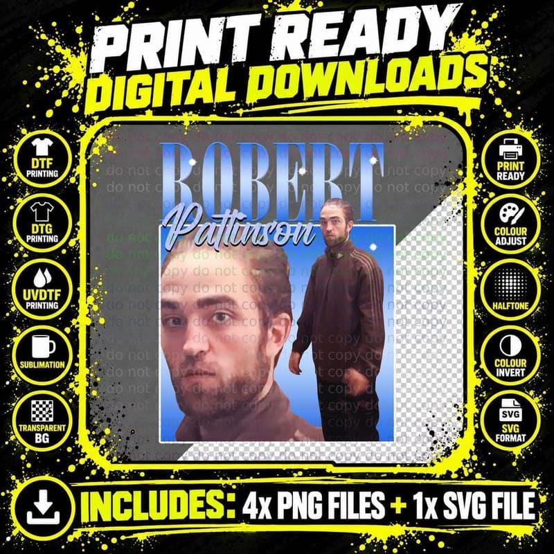 Robert Pattinson T-Shirt, Celebrity Style Icon Png SVG Digital Bundle