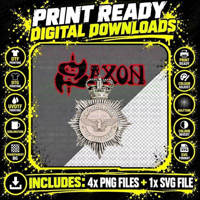 Saxon Strong Arm of the Law T-Shirt Png SVG Digital Bundle