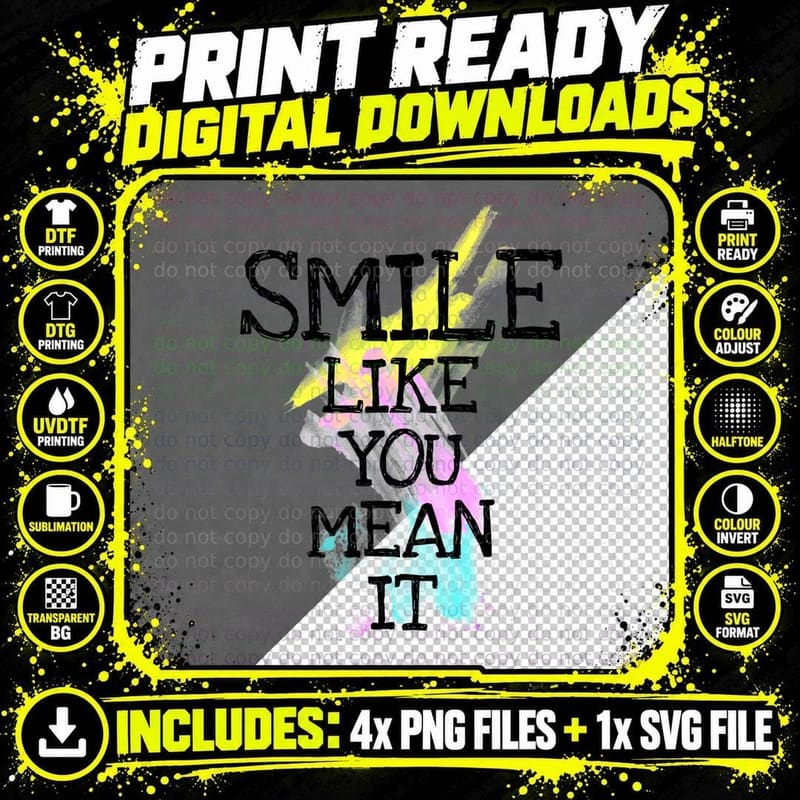 Smile Like... Scoop T-Shirt Png SVG Digital Bundle
