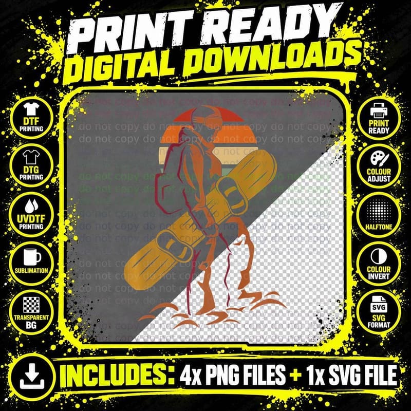 Snowboarding Graphic for Snowboarders Fans T-Shirt Png SVG Digital Bundle