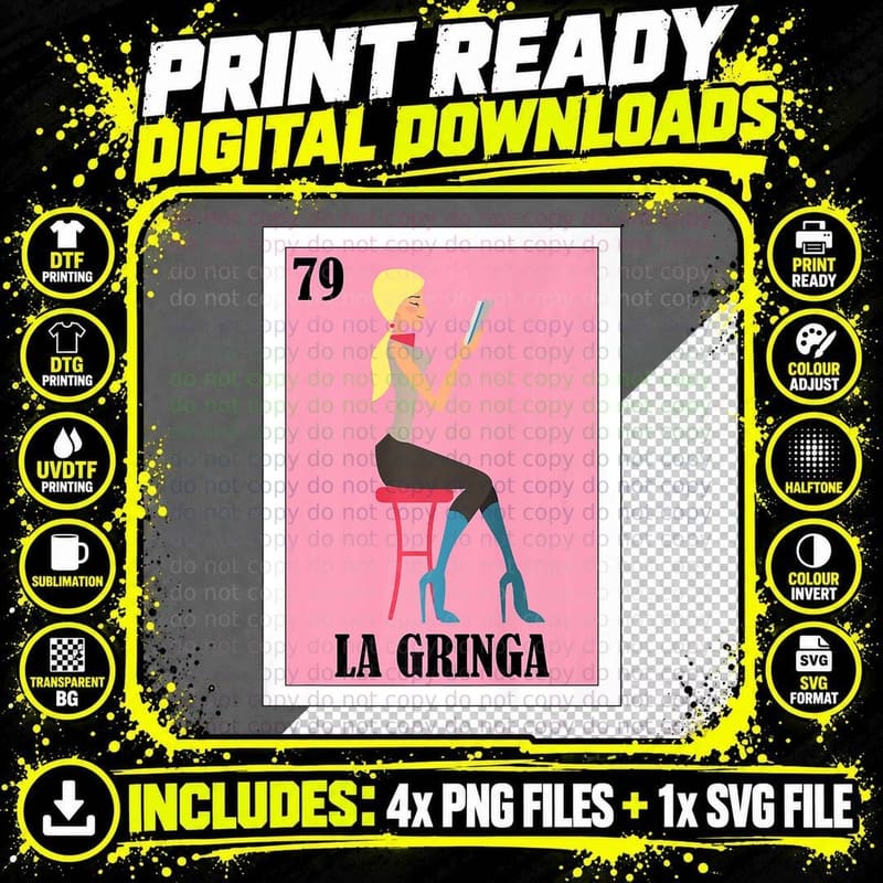 Spanish Blondie Lottery Design Mexican Bingo La Gringa Png SVG Digital Bundle