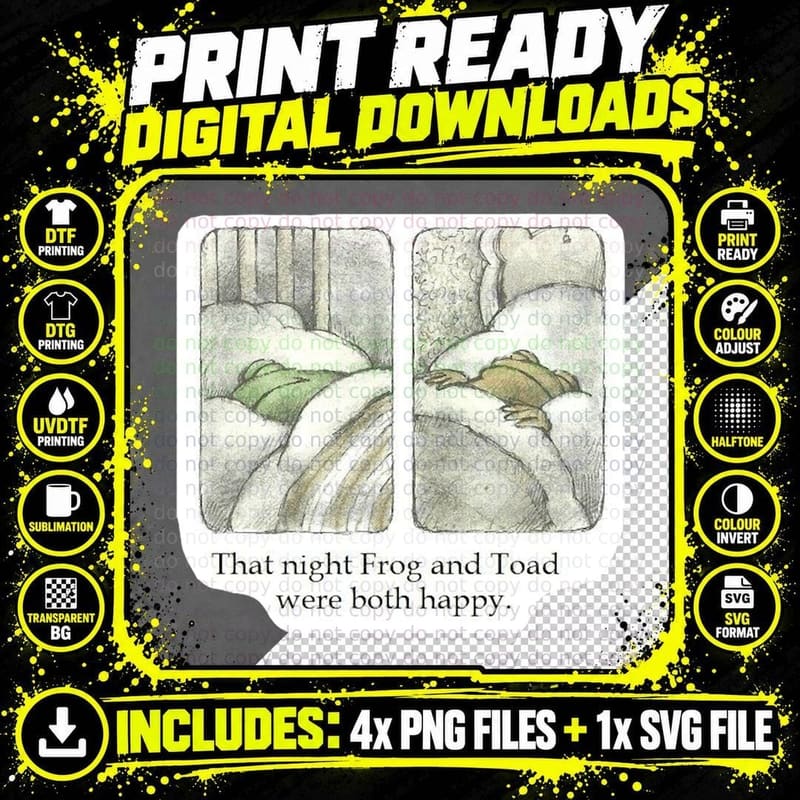 That Night Frog and Toad Were Both Happy T-Shirt Png SVG Digital Bundle