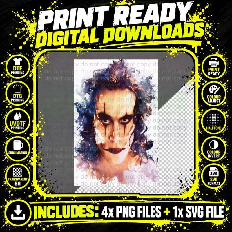 The Crow 6 Water Colour T-Shirt Png SVG Digital Bundle