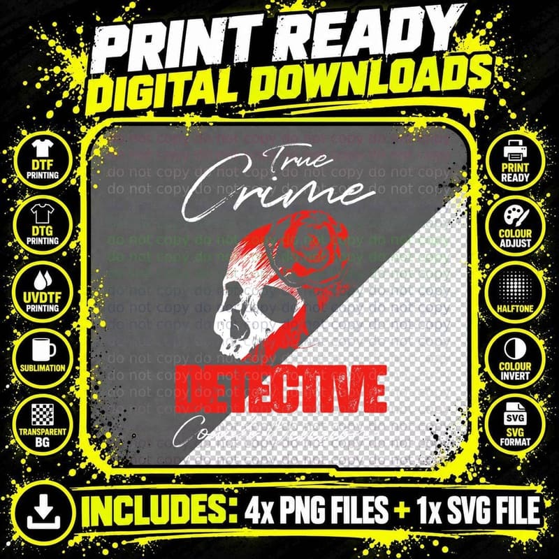 True Crime Detective Couch Division T-Shirt Png SVG Digital Bundle