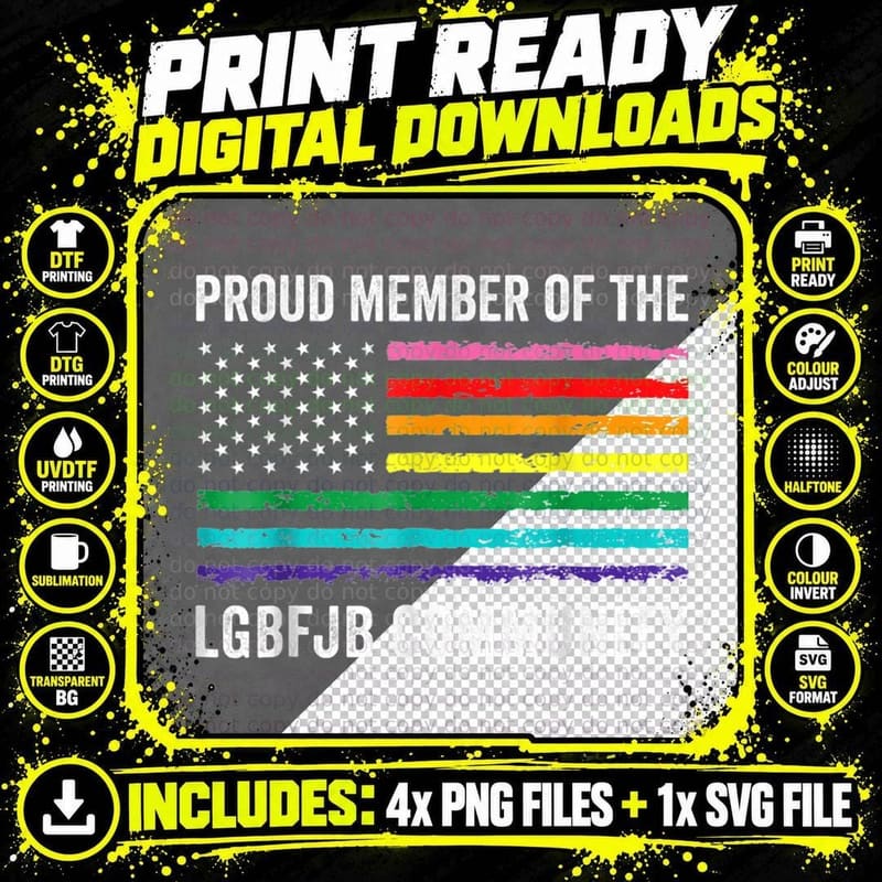 US FLAG Republicans Proud Member of Lgbfjb Community Png SVG Digital Bundle