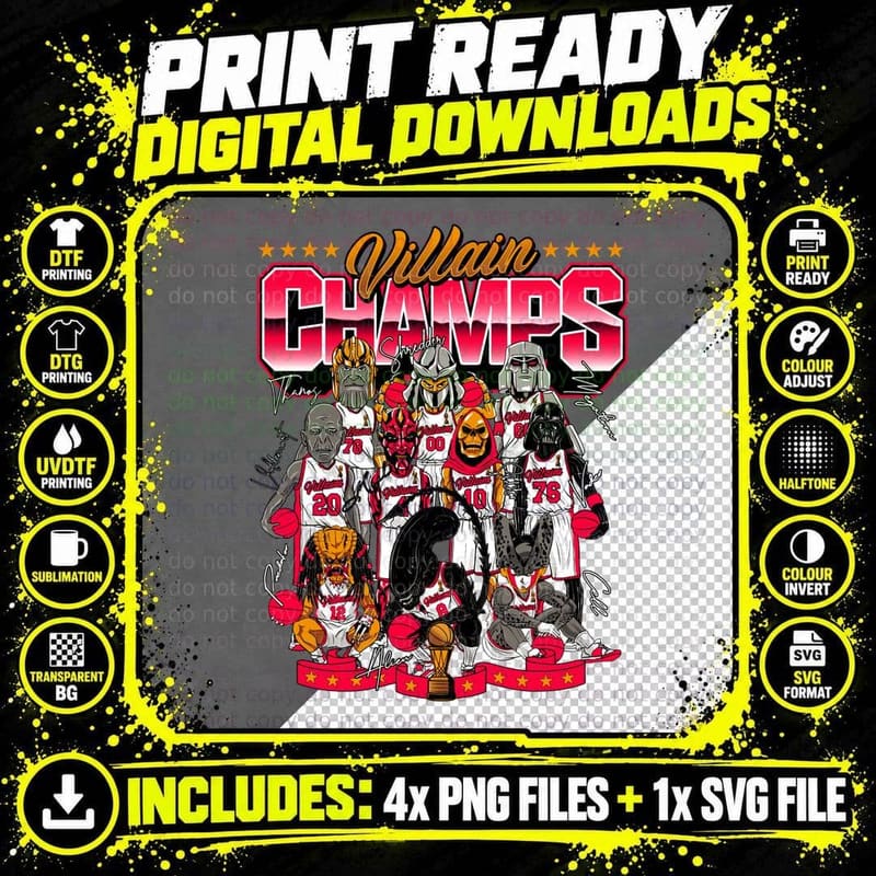 Villain Champs Parody T-Shirt Png SVG Digital Bundle
