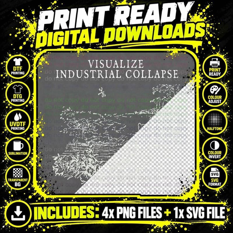 Visualize Industrial Collapse T-Shirt Png SVG Digital Bundle