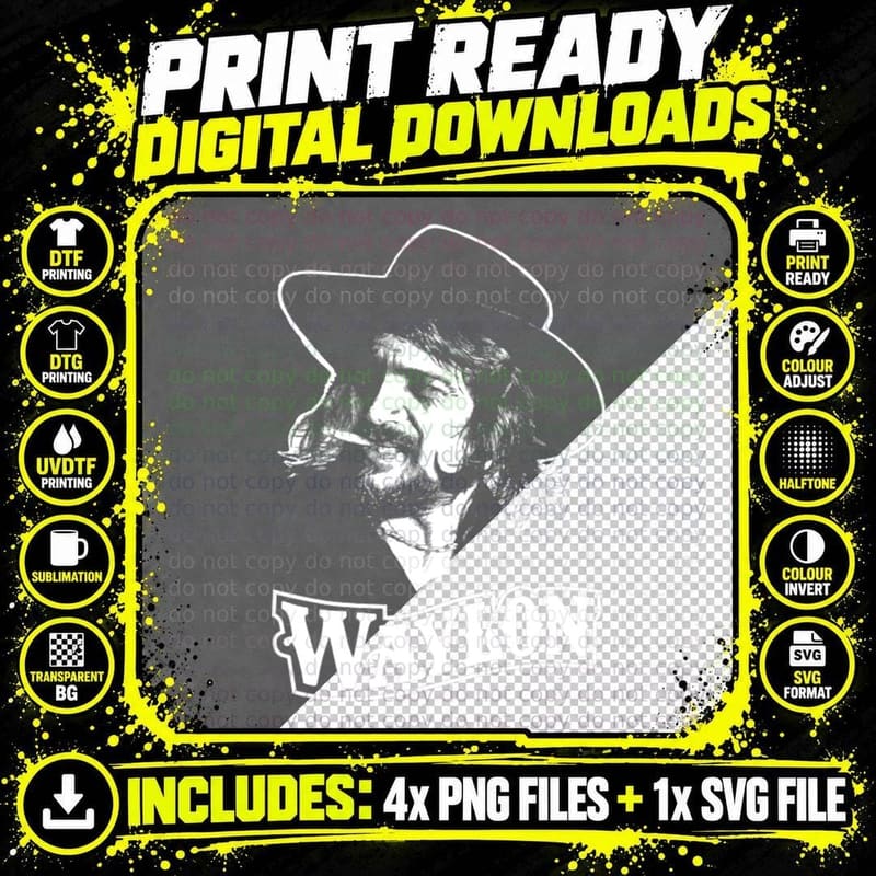 Waylon Jennings Fanart Gift Men T-Shirt Png SVG Digital Bundle