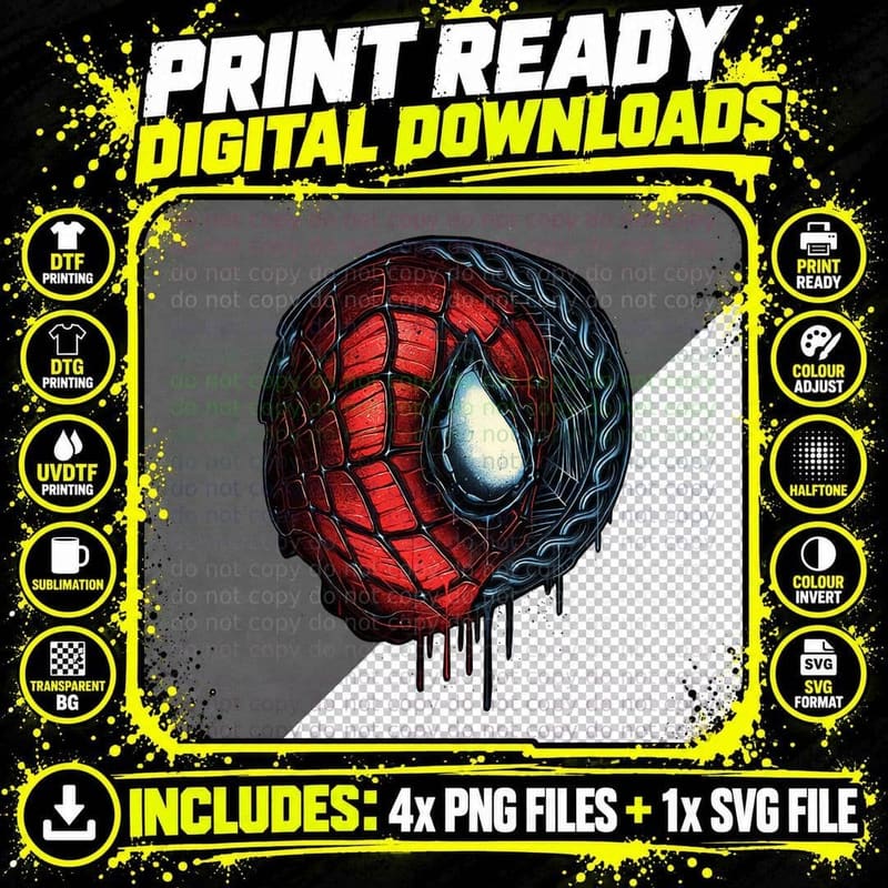 Web-Slinger Hero Emblem T-Shirt, Comic Book Hero Style Png SVG Digital Bundle