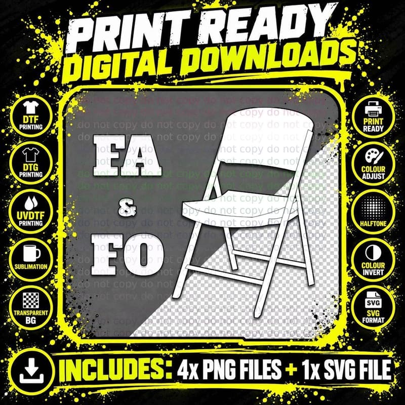 White Folding Chair T-Shirt Png SVG Digital Bundle