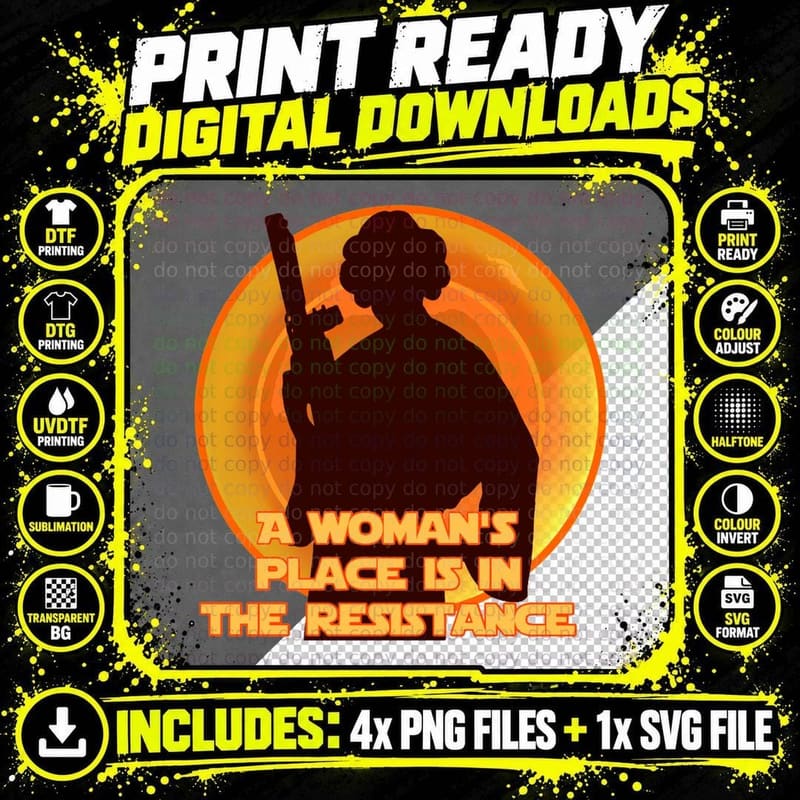 Woman's Place Is in the Resistance T-Shirt Png SVG Digital Bundle