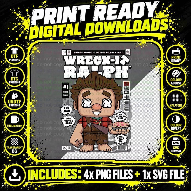 Wreck It Ralph Comic T-Shirt Png SVG Digital Bundle