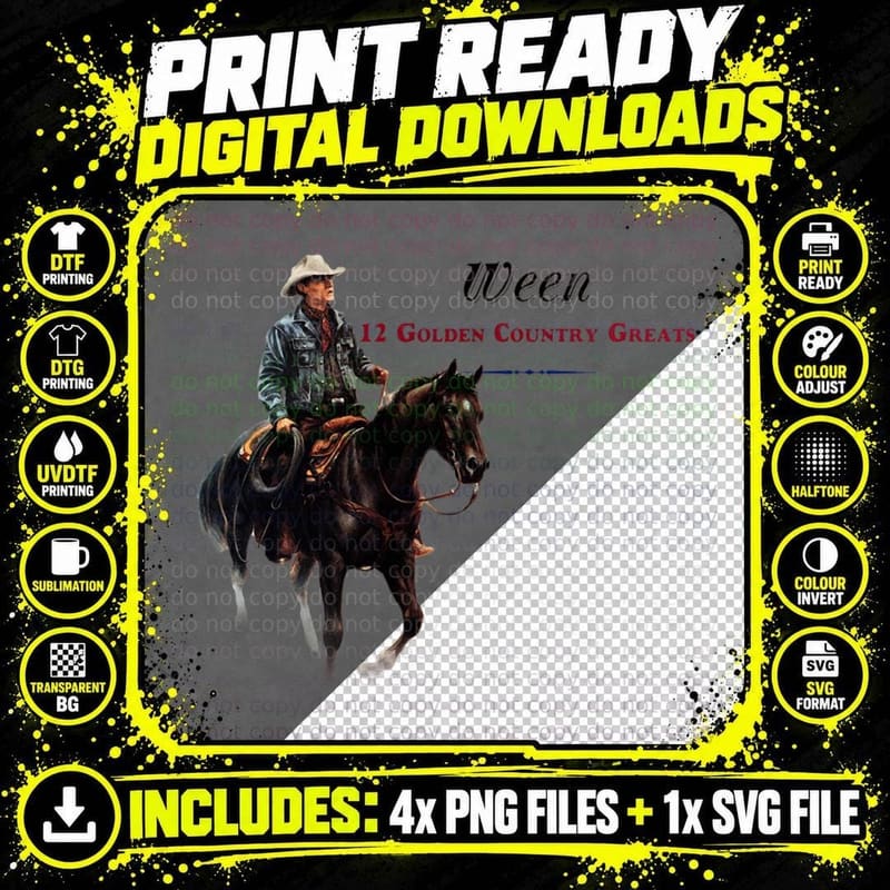 12 Golden Country Greats T-Shirt Png SVG Digital Bundle