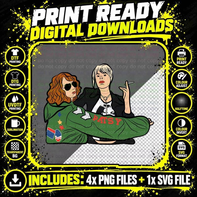 Ab Fab - Edina & Patsy T-Shirt Png SVG Digital Bundle