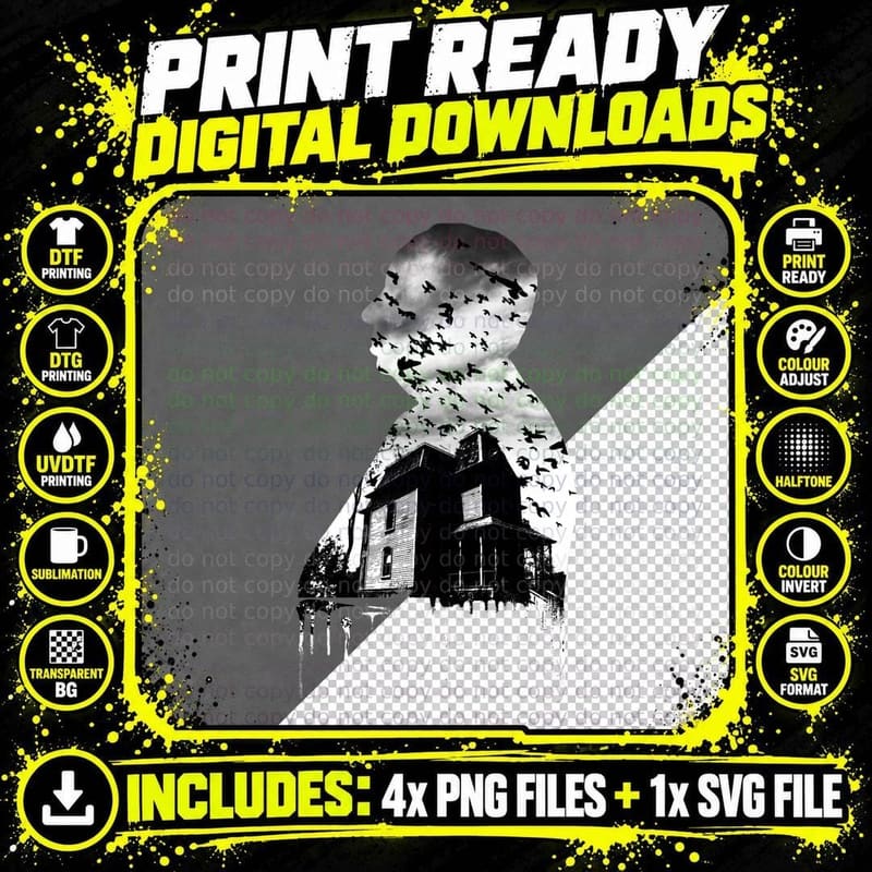 Alfred Hitchcock Collage T-Shirt Png SVG Digital Bundle