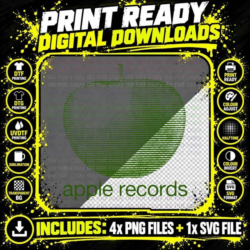 Apple Records Linear Logo T-Shirt Png SVG Digital Bundle