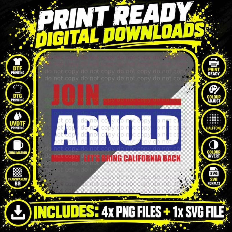Arnold Schwarzenegger 2003 Campaign Logo T-Shirt Png SVG Digital Bundle