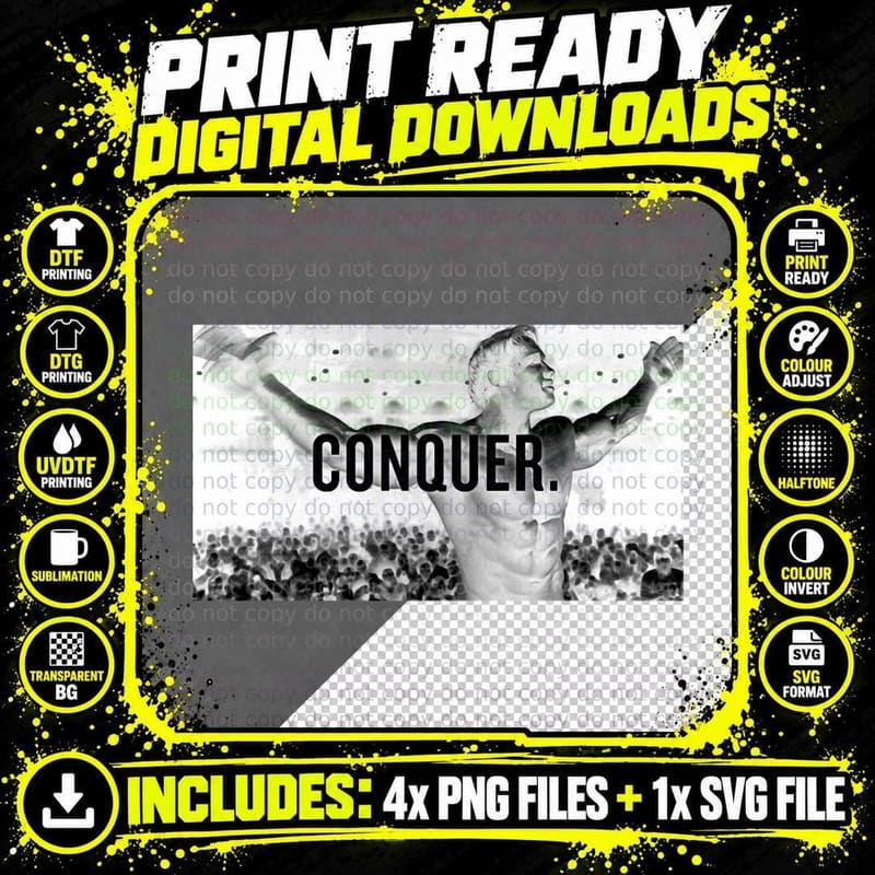 Arnold Schwarzenegger Conquer Icon! T-Shirt Png SVG Digital Bundle