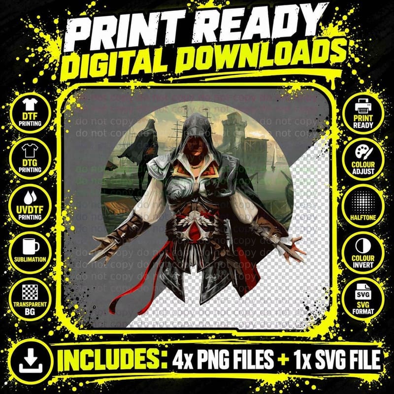 Assassin's Creed - Ezio T-Shirt Png SVG Digital Bundle