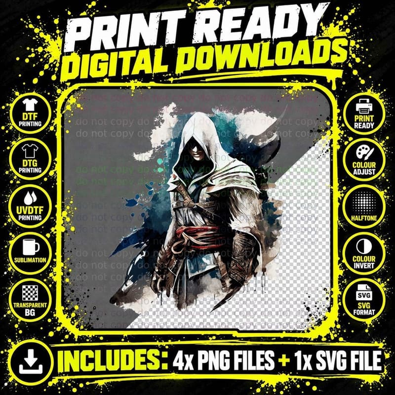 Assassin's Creed Games T-Shirt Png SVG Digital Bundle