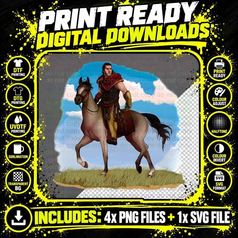 Assassin's Creed Odyssey - Alexios on Mount T-Shirt Png SVG Digital Bundle