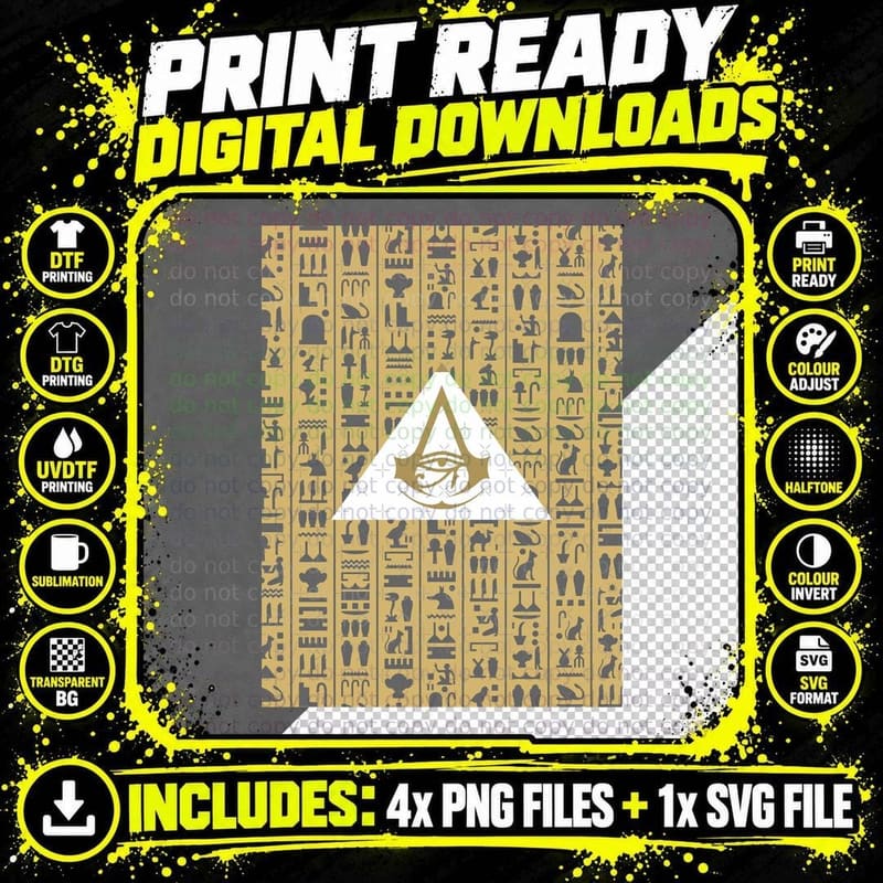 Assassin's Creed Origins - Giza Pyramid Graphic T-Shirt Png SVG Digital Bundle