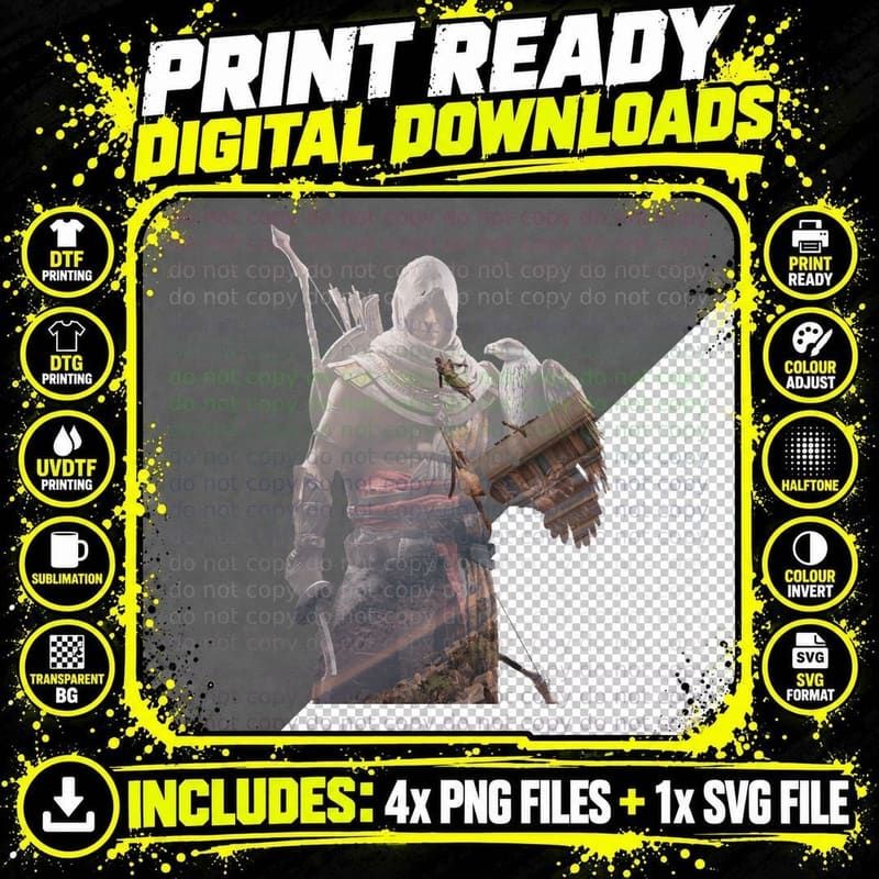 Assassin's Creed Origins Double Exposure 1 T-Shirt Png SVG Digital Bundle