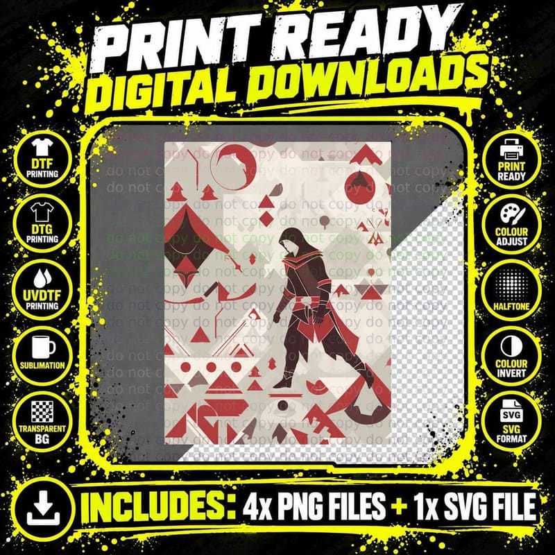Assassins Creed 01 Graphic T-Shirt Png SVG Digital Bundle