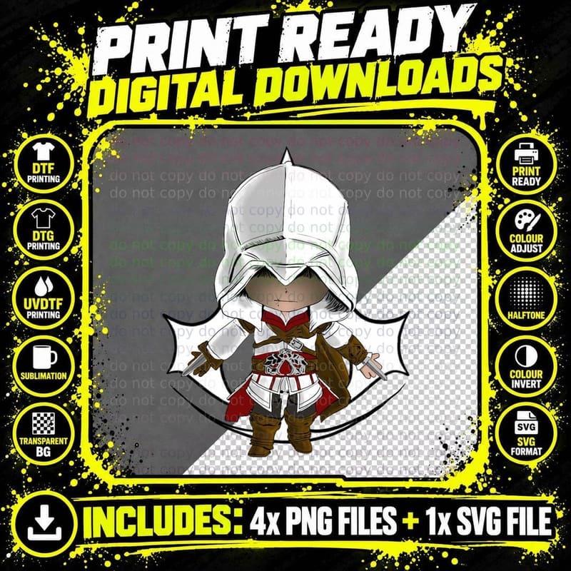 Assassins Creed Ezio Auditore 1 T-Shirt Png SVG Digital Bundle