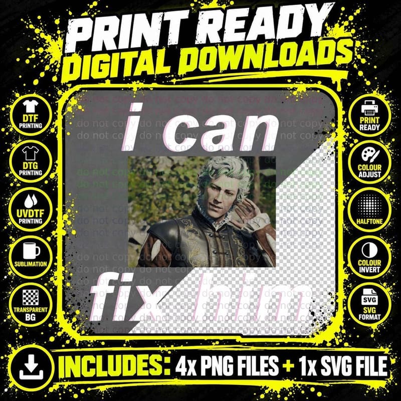 Astarion I Can Fix Him T-Shirt Png SVG Digital Bundle
