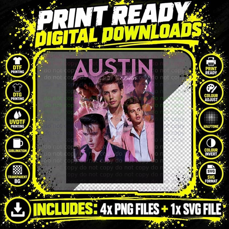Austin Butler - Elvis T-Shirt Png SVG Digital Bundle