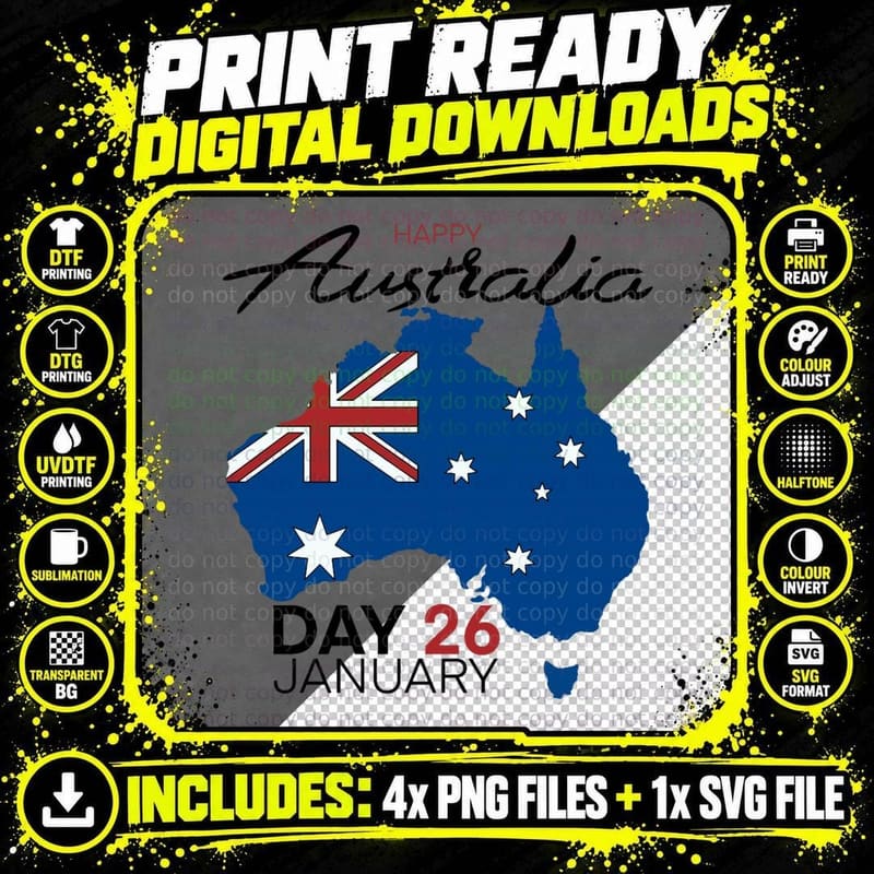Australia Day Flag T-Shirt Png SVG Digital Bundle