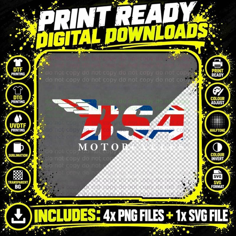 BSA UK Flag Logo T-Shirt Png SVG Digital Bundle